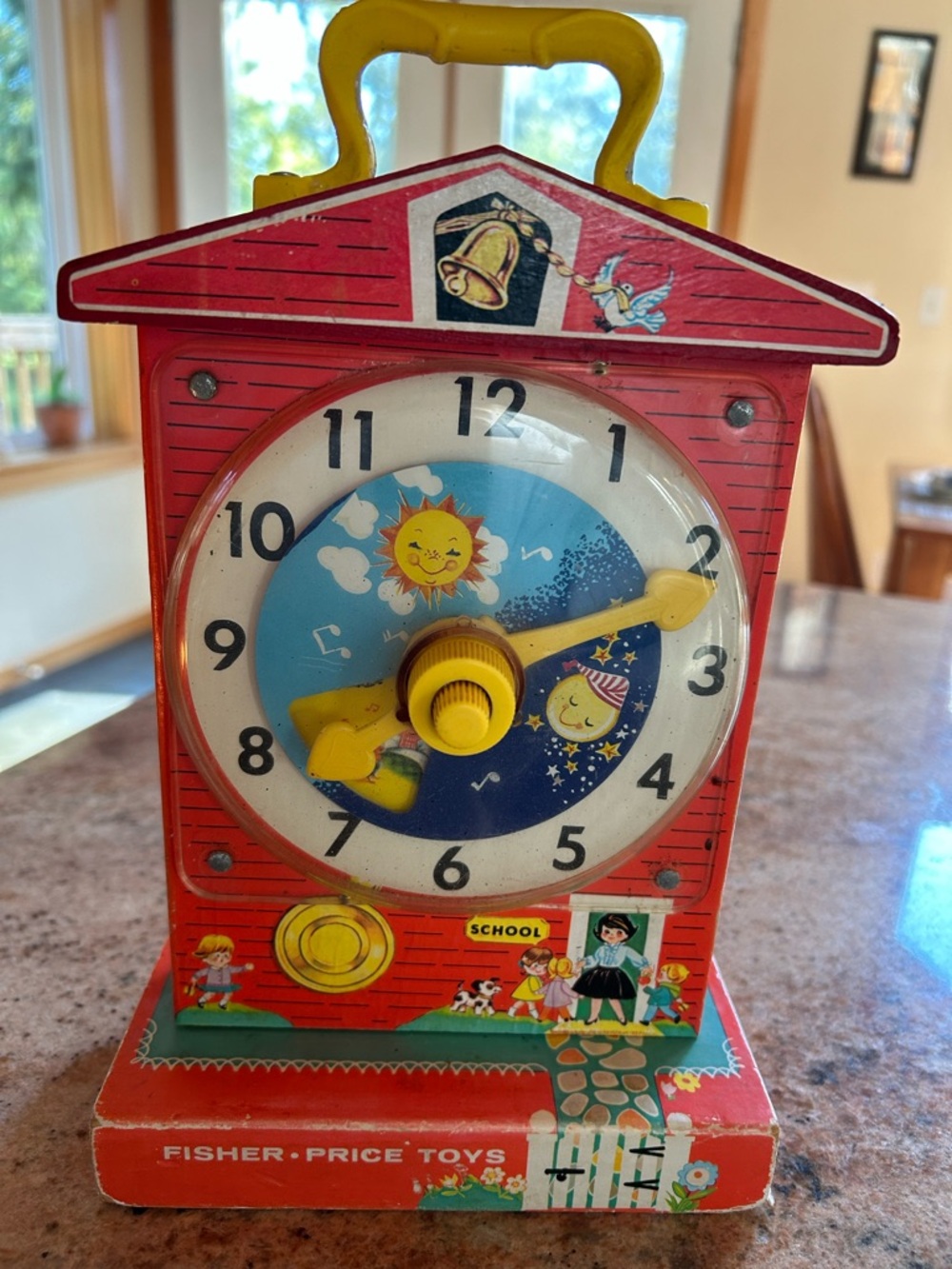 Fisher-Price Toys #998 Wooden Music Box Teaching Clock 1968 Fully Functional